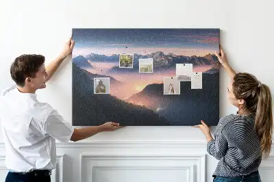 Mountain Peaks Landscape Printed Cork Board