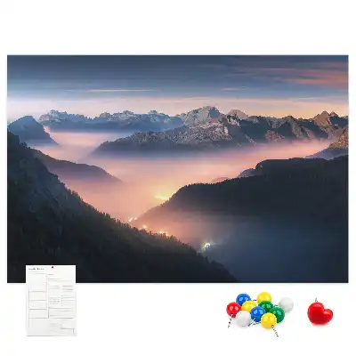 Mountain Peaks Landscape Printed Cork Board