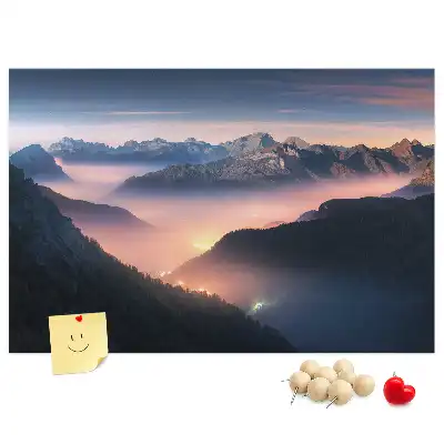Mountain Peaks Landscape Printed Cork Board