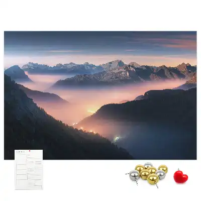 Mountain Peaks Landscape Printed Cork Board