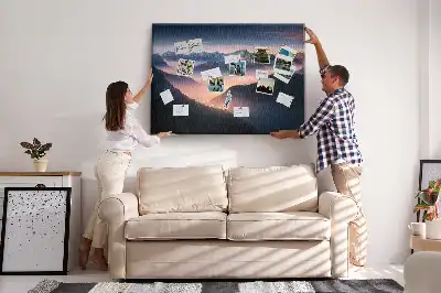 Printed Cork Board Mountain peaks landscape