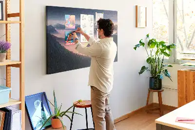 Printed Cork Board Mountain peaks landscape