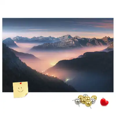Mountain Peaks Landscape Printed Cork Board