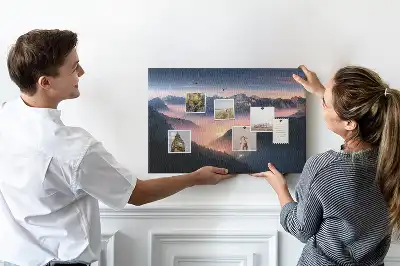 Printed Cork Board Mountain peaks landscape