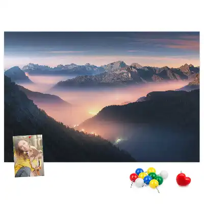 Mountain Peaks Landscape Printed Cork Board