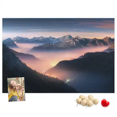 Mountain Peaks Landscape Printed Cork Board