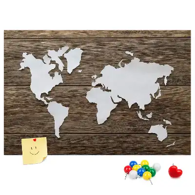 Printed Cork Memo Board World Map on boards