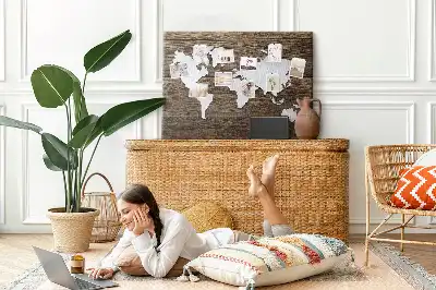 Printed Cork Memo Board World Map on boards