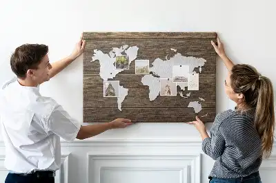 World Map Printed Cork Memo Board