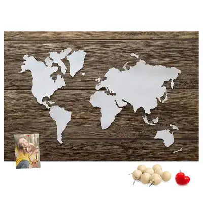 Printed Cork Memo Board World Map on boards