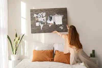 Printed Cork Memo Board World Map on boards