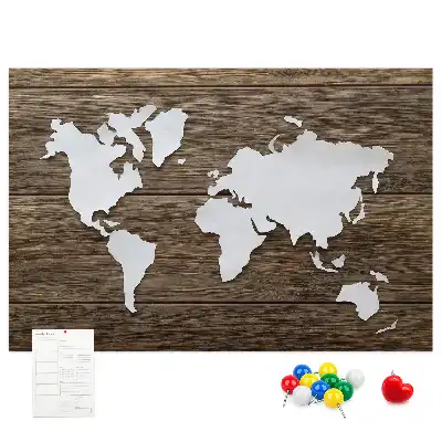 Printed Cork Memo Board World Map on boards