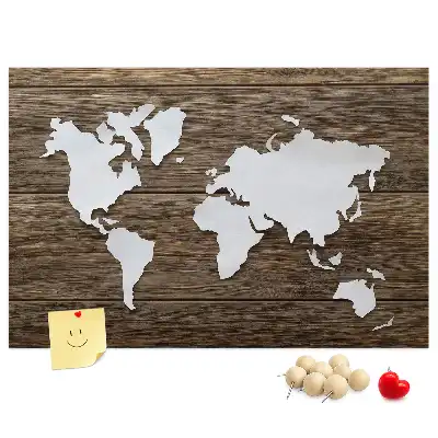 Printed Cork Memo Board World Map on boards