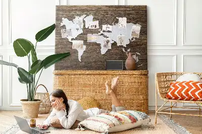 Printed Cork Memo Board World Map on boards