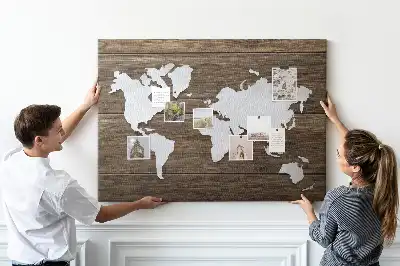 Printed Cork Memo Board World Map on boards