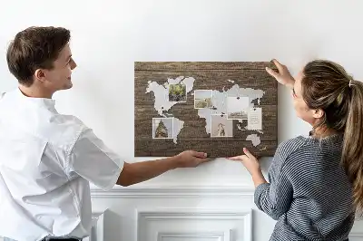 Printed Cork Memo Board World Map on boards