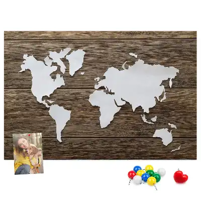 Printed Cork Memo Board World Map on boards