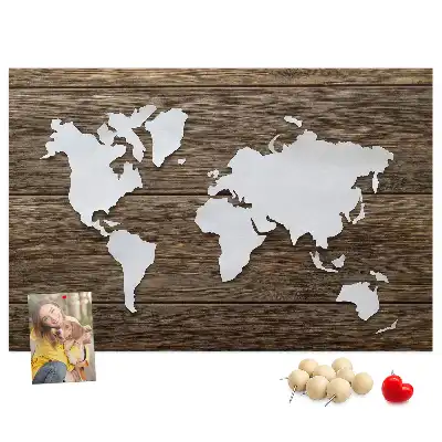 Printed Cork Memo Board World Map on boards