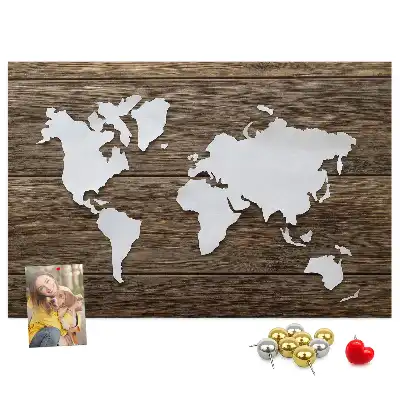 Printed Cork Memo Board World Map on boards