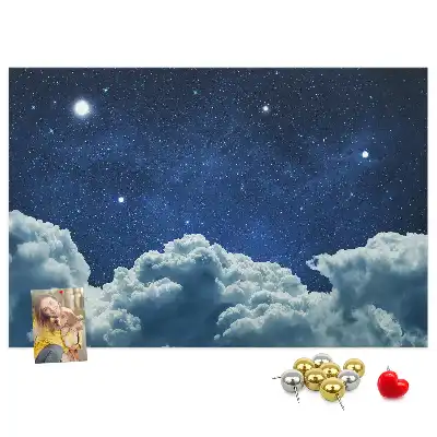 Printed Cork Board with Night Sky Design