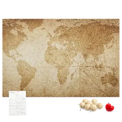 Cork memo board Vintage world map