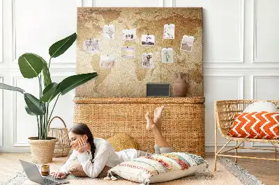 Cork memo board Vintage world map