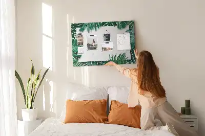Printed Cork Memo Board Tropical leaves