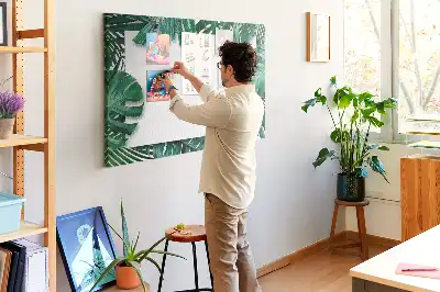 Printed Cork Memo Board Tropical leaves
