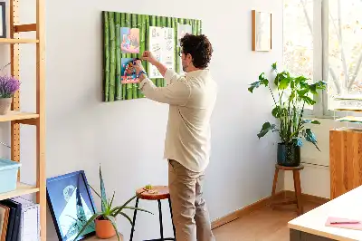 Bamboo wall mounted cork memo board