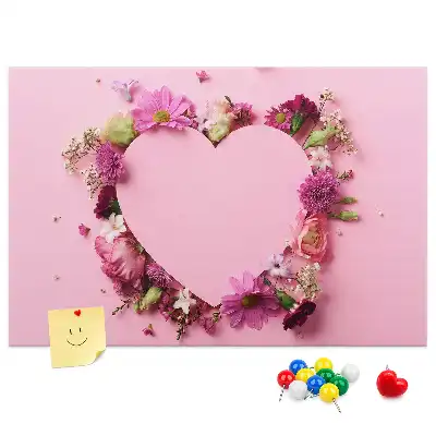 Cork memo board Heart of flowers