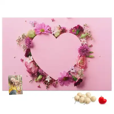 Cork memo board Heart of flowers