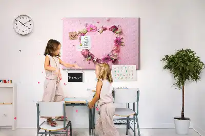 Cork memo board Heart of flowers