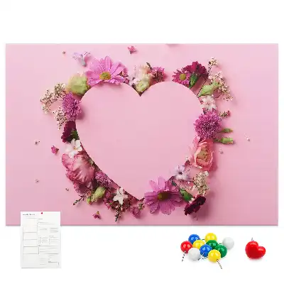 Cork memo board Heart of flowers