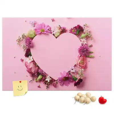 Cork memo board Heart of flowers