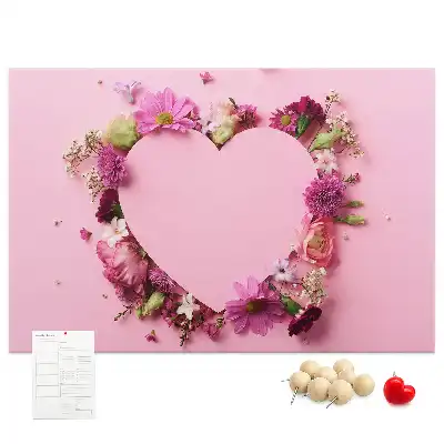 Cork memo board Heart of flowers