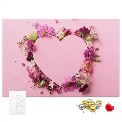 Cork memo board Heart of flowers