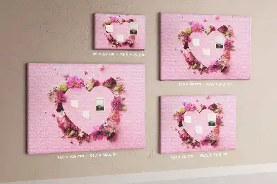 Cork memo board Heart of flowers