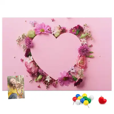 Cork memo board Heart of flowers