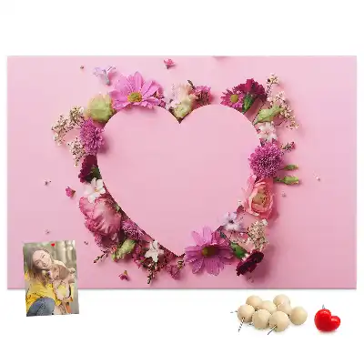 Cork memo board Heart of flowers