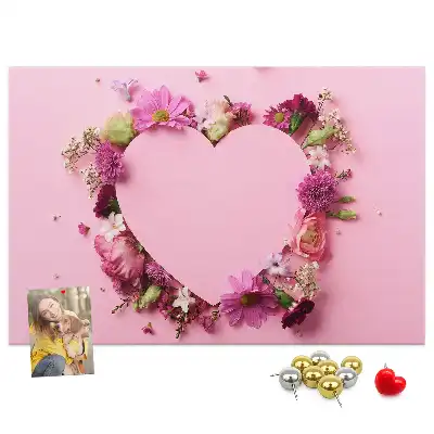 Cork memo board Heart of flowers