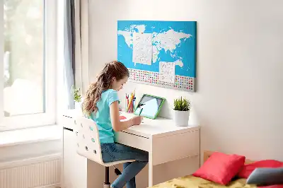 Printed Cork Board World Map with Country Outlines