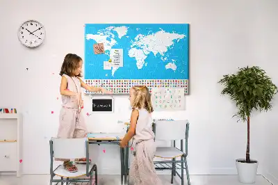 Printed Cork Board World Map with Country Outlines