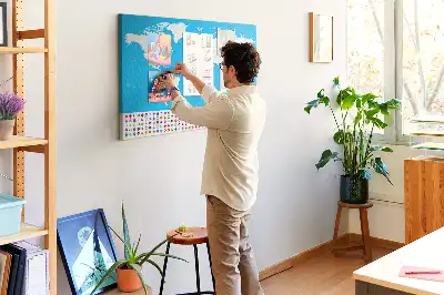Printed Cork Board World Map with Country Outlines