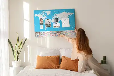 Printed Cork Board World Map with Country Outlines