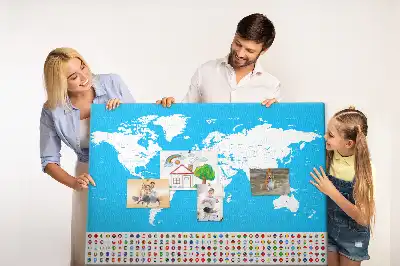 Printed Cork Board World Map with Country Outlines