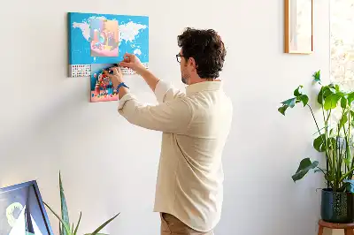 Printed Cork Board World Map with Country Outlines