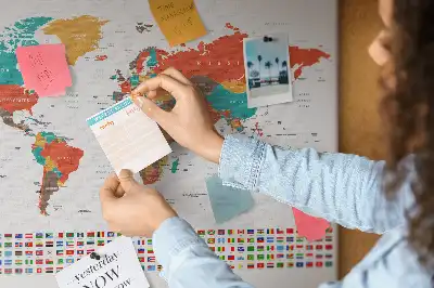 World Map Printed Cork Memo Board