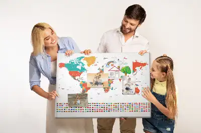 World Map Printed Cork Memo Board