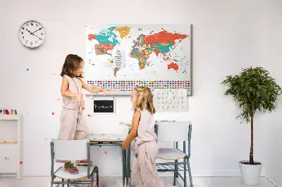 World Map Printed Cork Memo Board