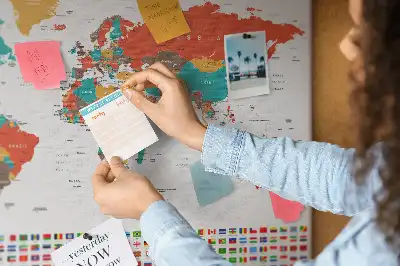 World Map Printed Cork Memo Board